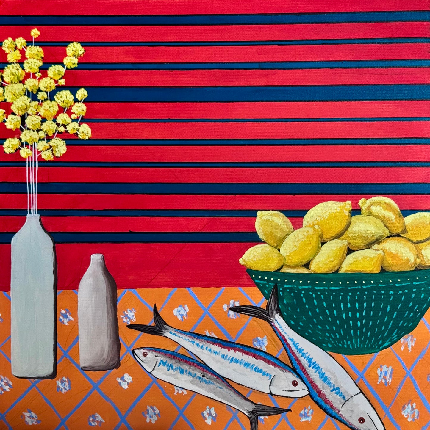 Fish and Lemons in Green Bowl